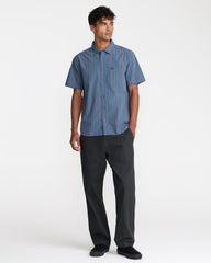 Dayshift Workwear Stripe Short Sleeve Shirt - Vintage Navy | RVCA discount