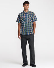 Dayshift Truckin Plaid Short Sleeve Shirt - Dark Denim | RVCA sale