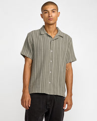 Vacancy Stripe Short Sleeve Shirt - Light Olive | RVCA online