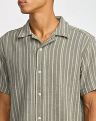 Vacancy Stripe Short Sleeve Shirt - Light Olive | RVCA online