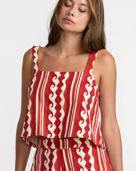 Baker Top - Pepper Red Print | RVCA on sale