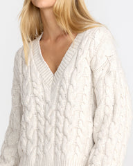Cable V Neck Sweater - Star White | RVCA online
