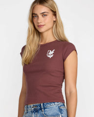 Ribbed Slim Tee - Terra Brown | RVCA for sale