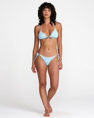Micro Rib Halter Triangle Bikini Top - Dust Blue | RVCA online
