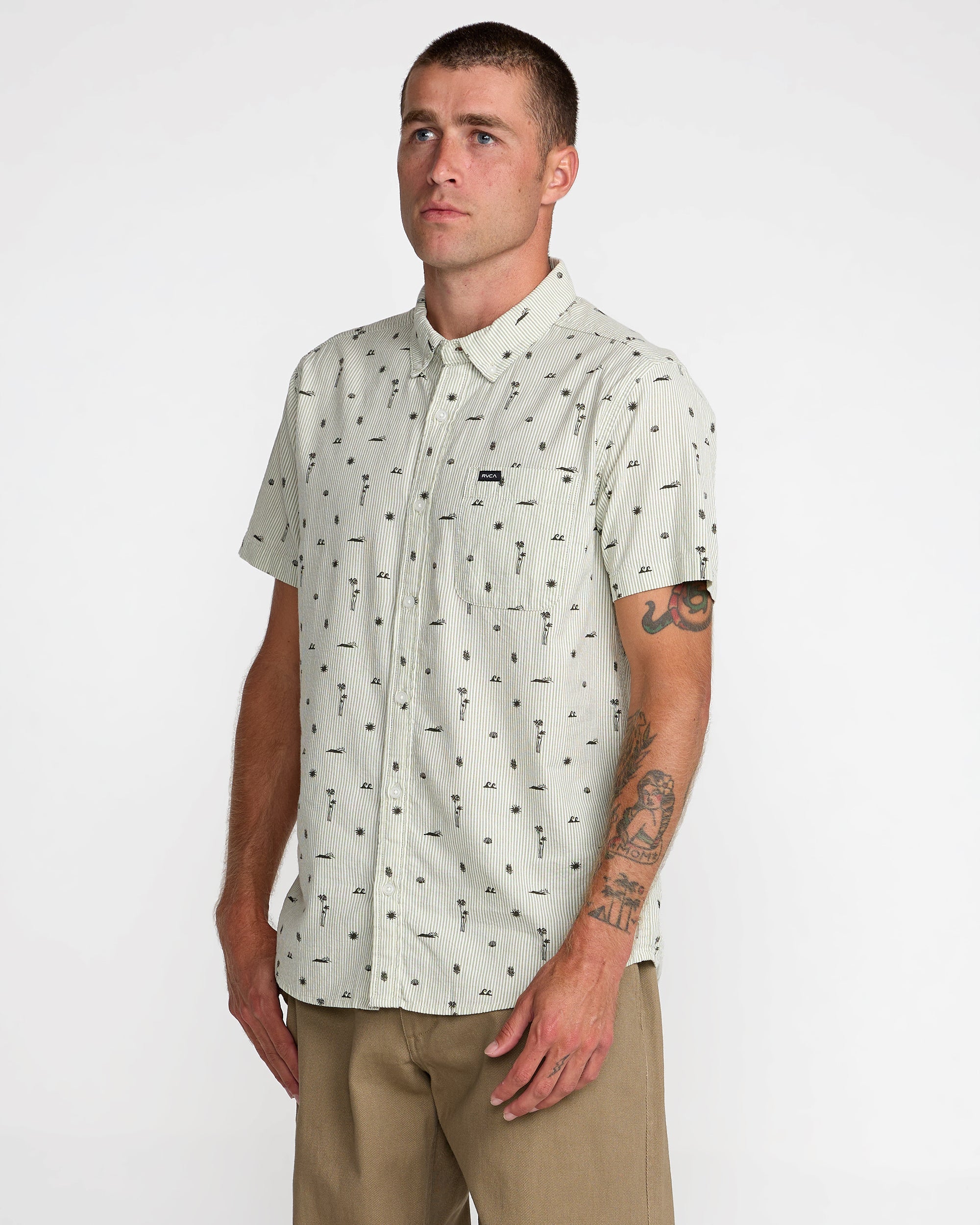 That'll Do Seersucker Shirt - Ranger Green | RVCA online