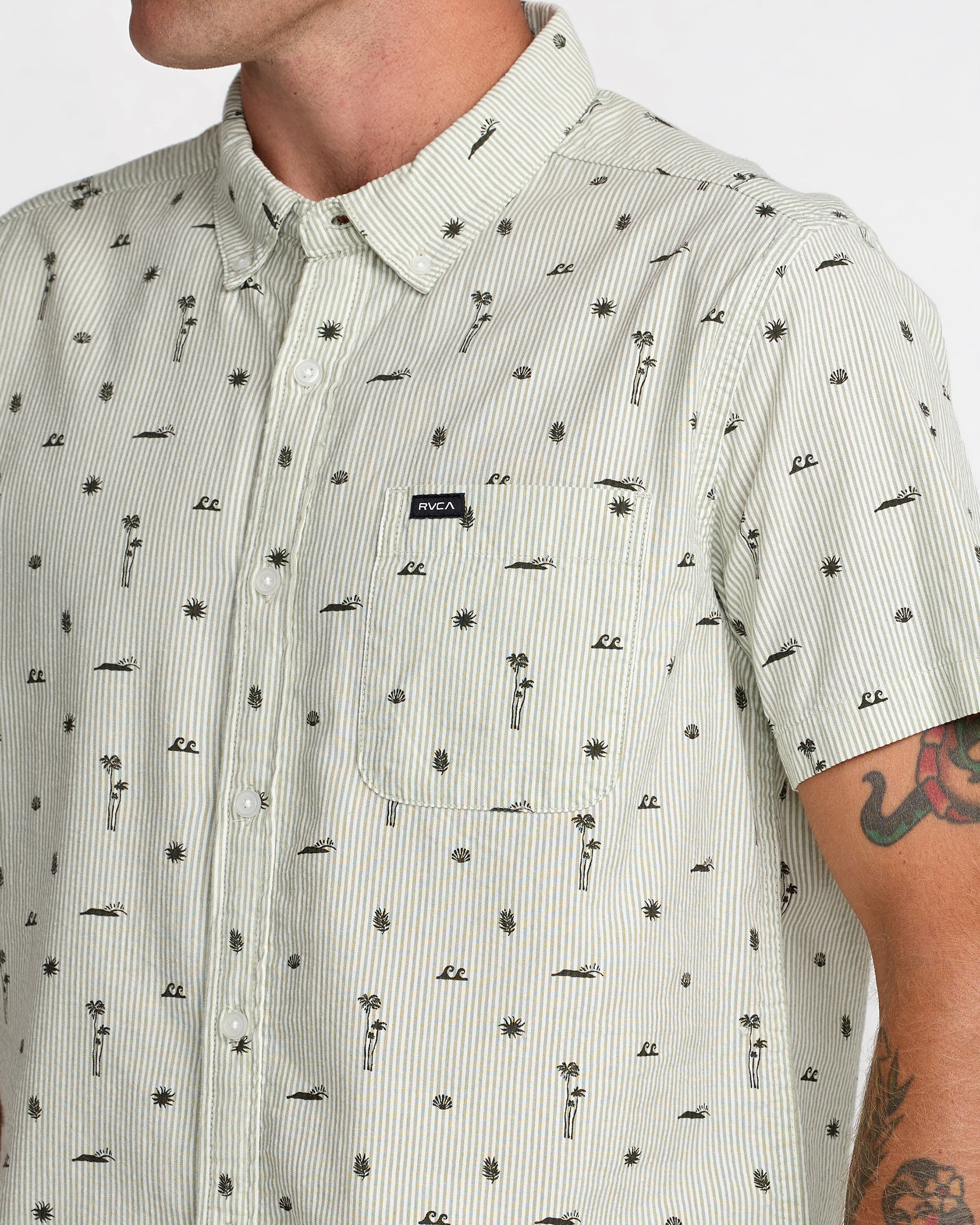 That'll Do Seersucker Shirt - Ranger Green | RVCA online