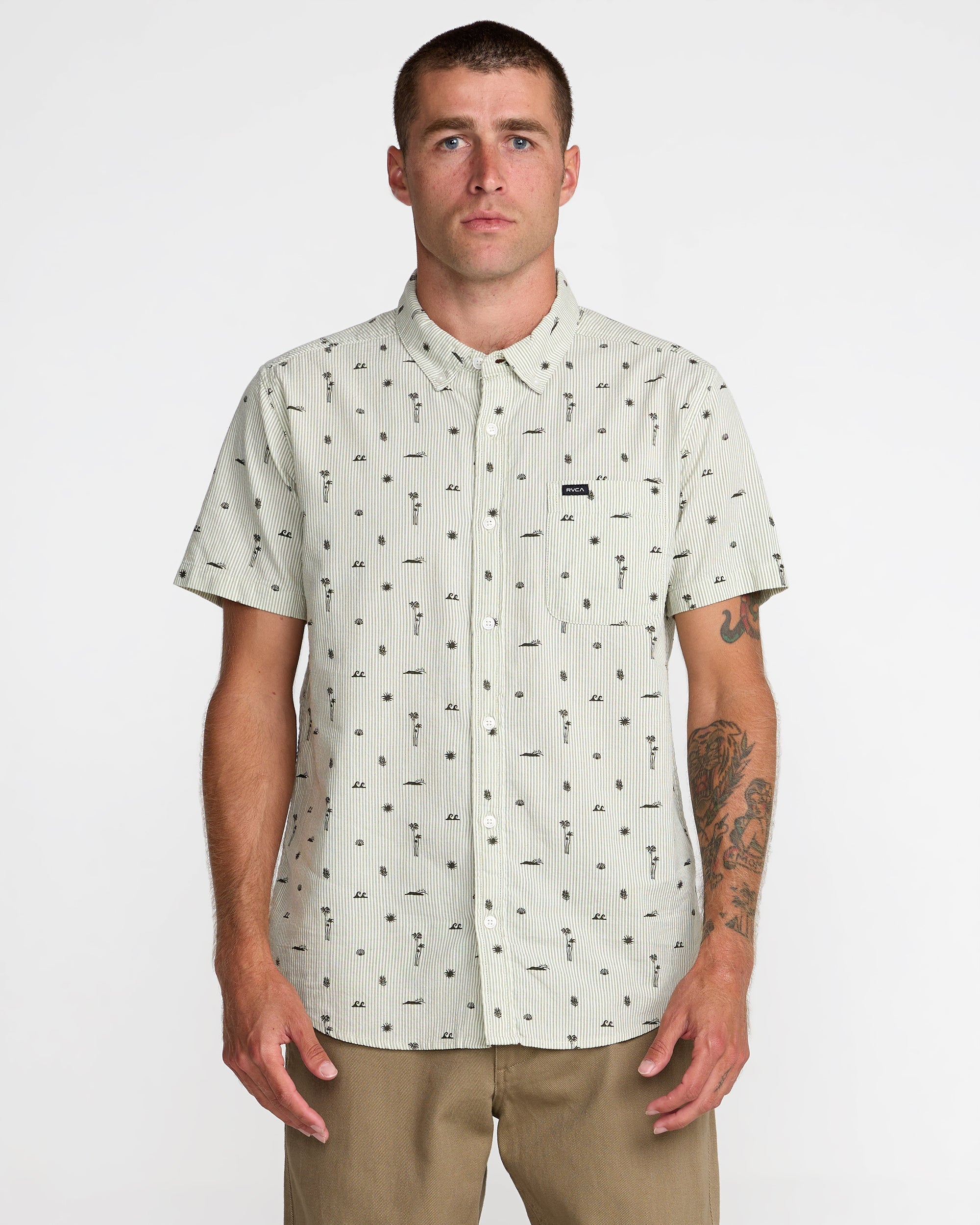 That'll Do Seersucker Shirt - Ranger Green | RVCA online