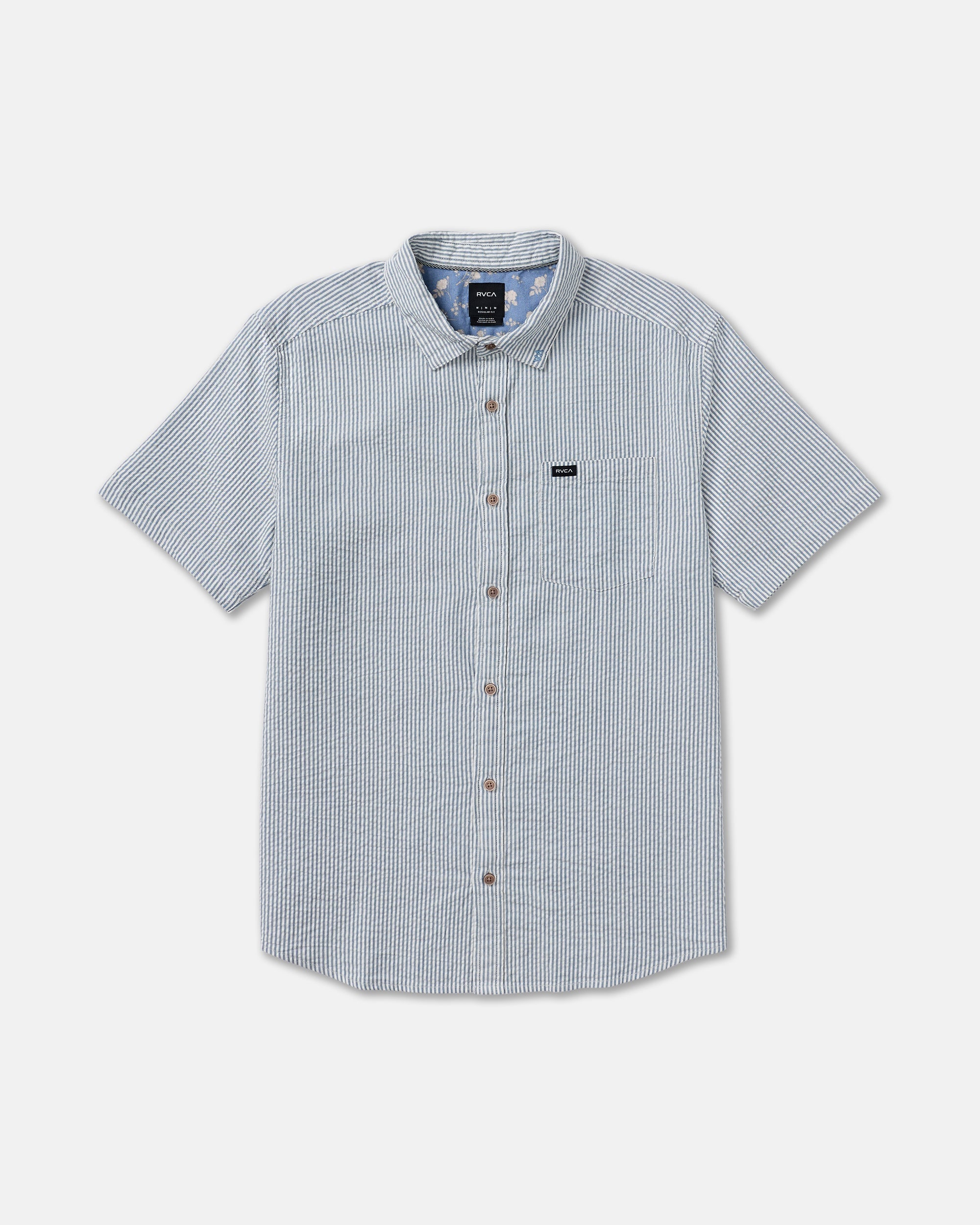 That'll Do Seersucker Short Sleeve Shirt - Vintage Navy | RVCA on sale