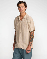 Exotica Stripe Short Sleeve Shirt - Light Khaki | RVCA sale