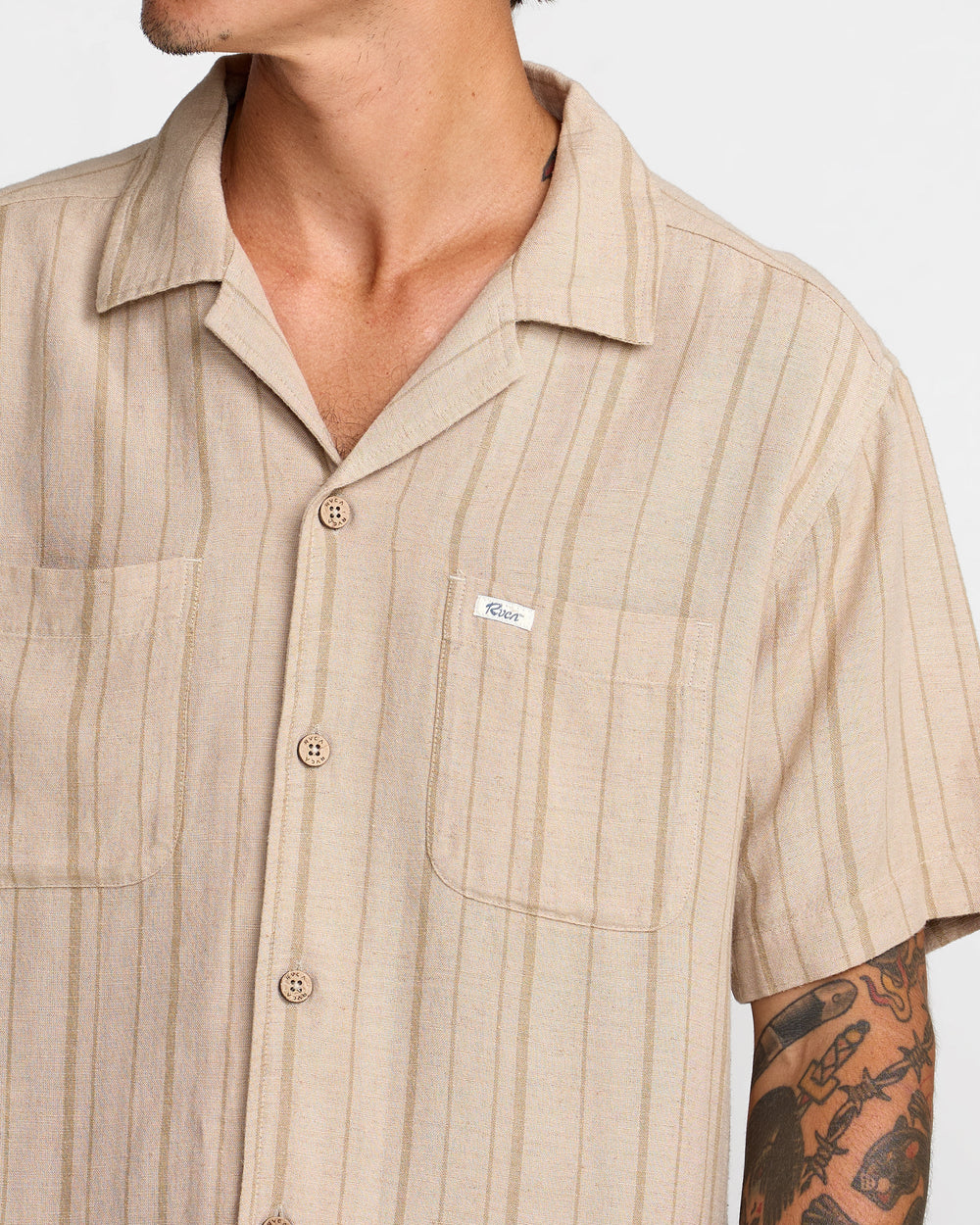 Exotica Stripe Short Sleeve Shirt - Light Khaki | RVCA sale