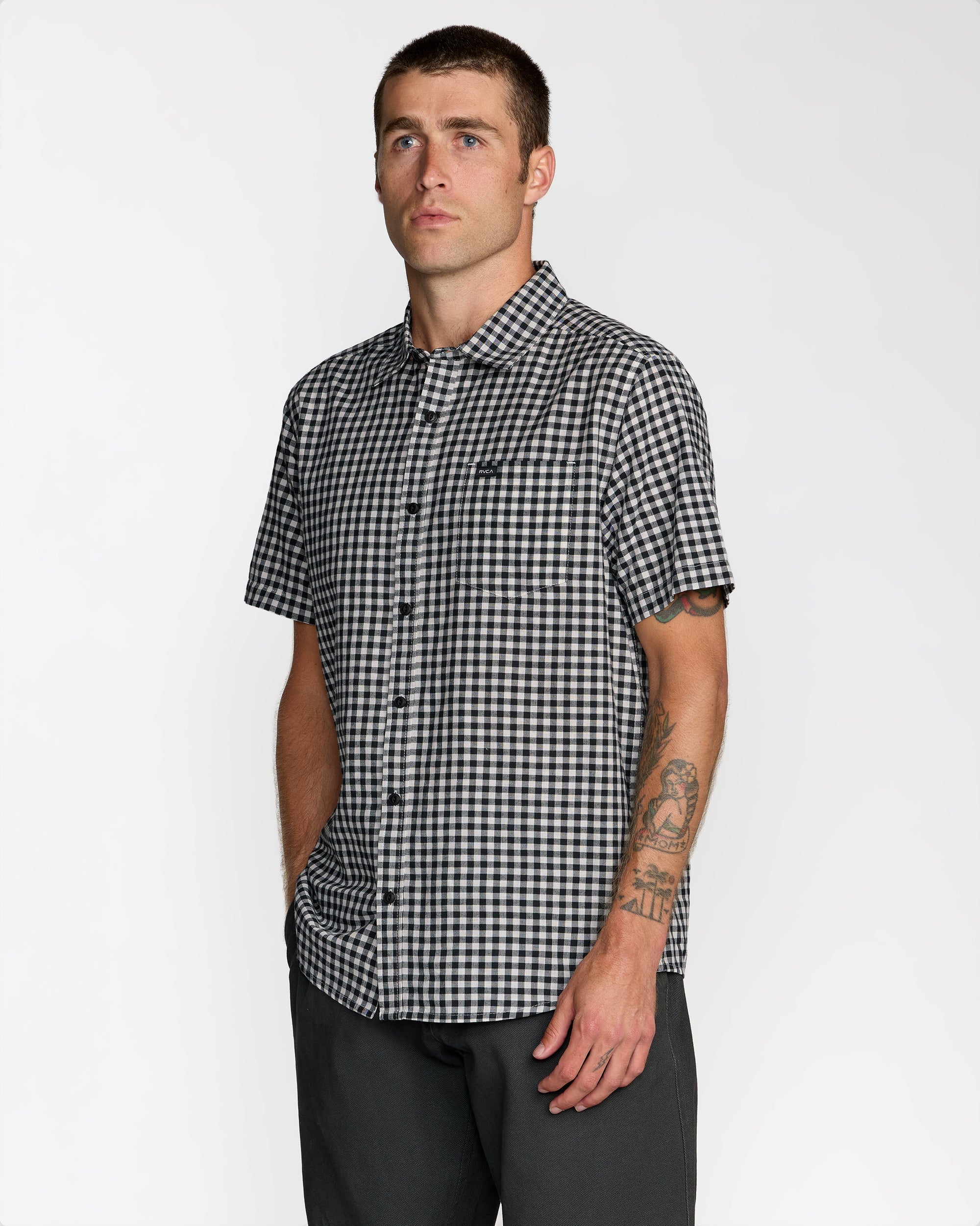 Overspray Short Sleeve Shirt - Black White | RVCA sale
