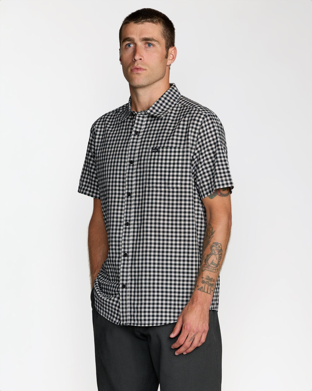 Overspray Short Sleeve Shirt - Black White | RVCA sale