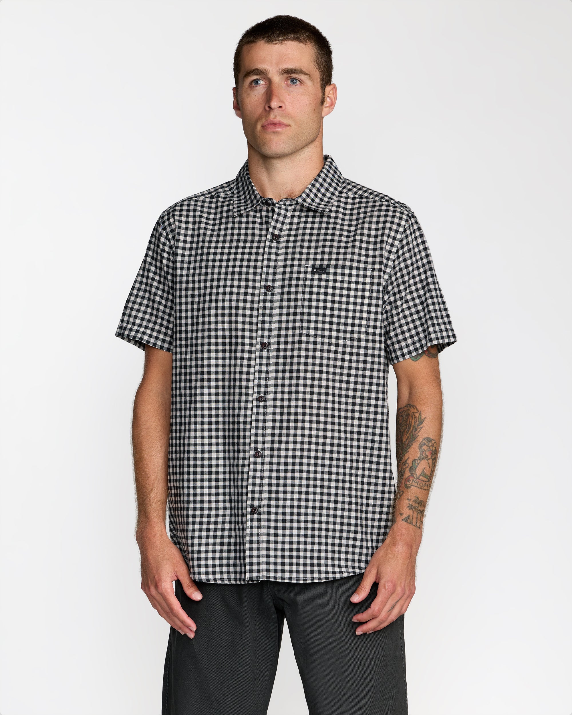 Overspray Short Sleeve Shirt - Black White | RVCA sale