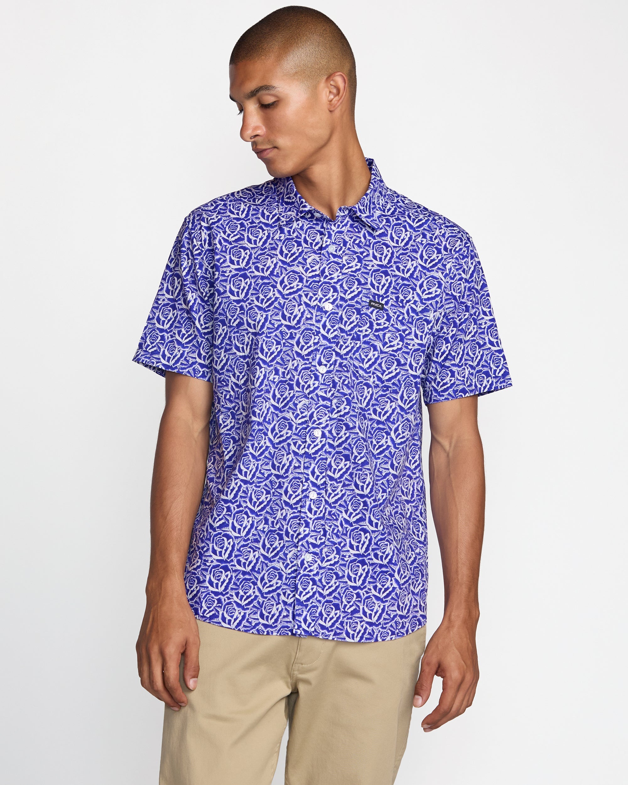 Barba Roses Short Sleeve Shirt - Light Blue | RVCA US