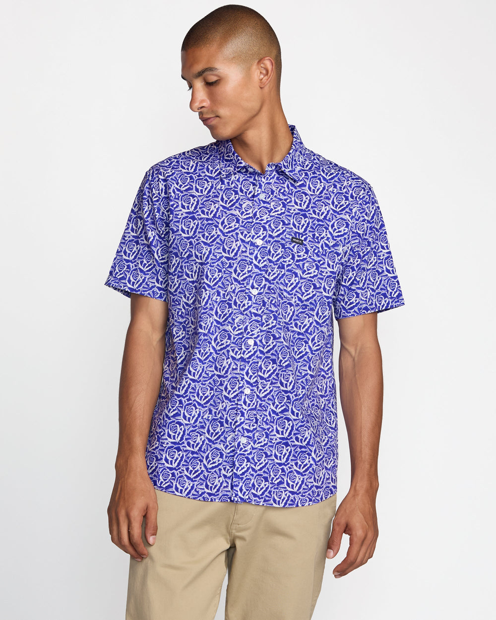 Barba Roses Short Sleeve Shirt - Light Blue | RVCA US