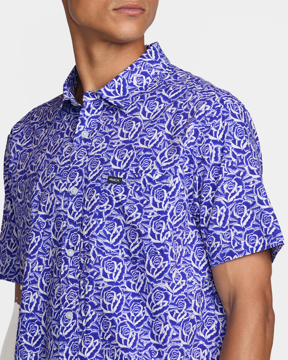 Barba Roses Short Sleeve Shirt - Light Blue | RVCA US