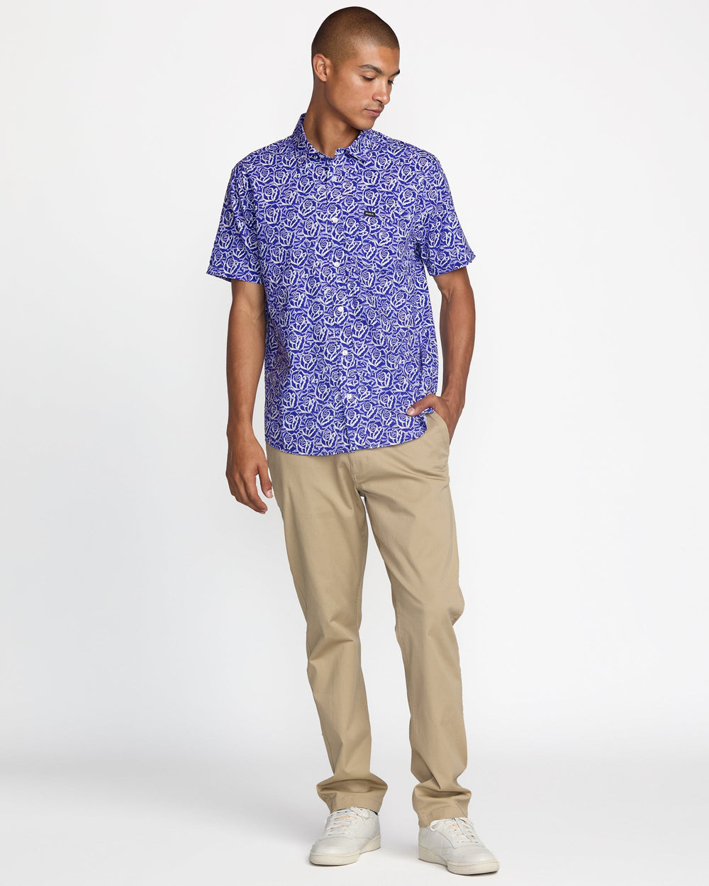 Barba Roses Short Sleeve Shirt - Light Blue | RVCA US