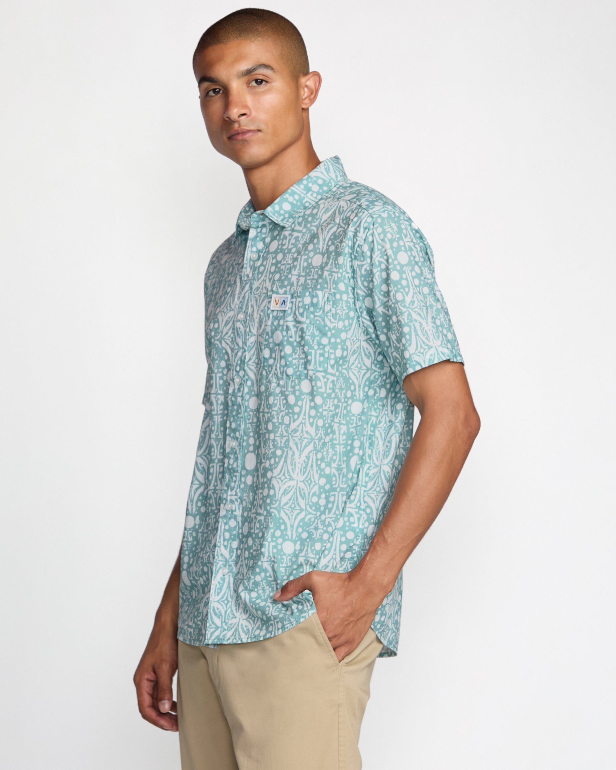 Jacobs Archive Print Short Sleeve Shirt - Blue Haze | RVCA outlet