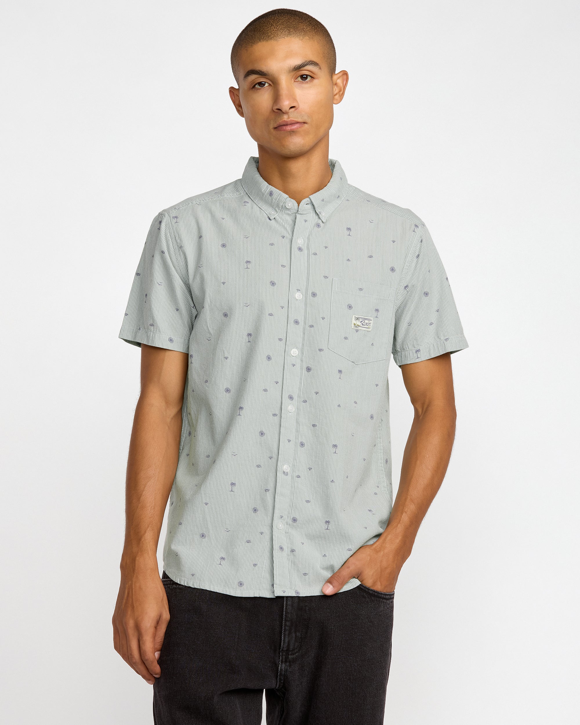 Exotica Seersucker Short Sleeve Shirt - Green Tea | RVCA near me