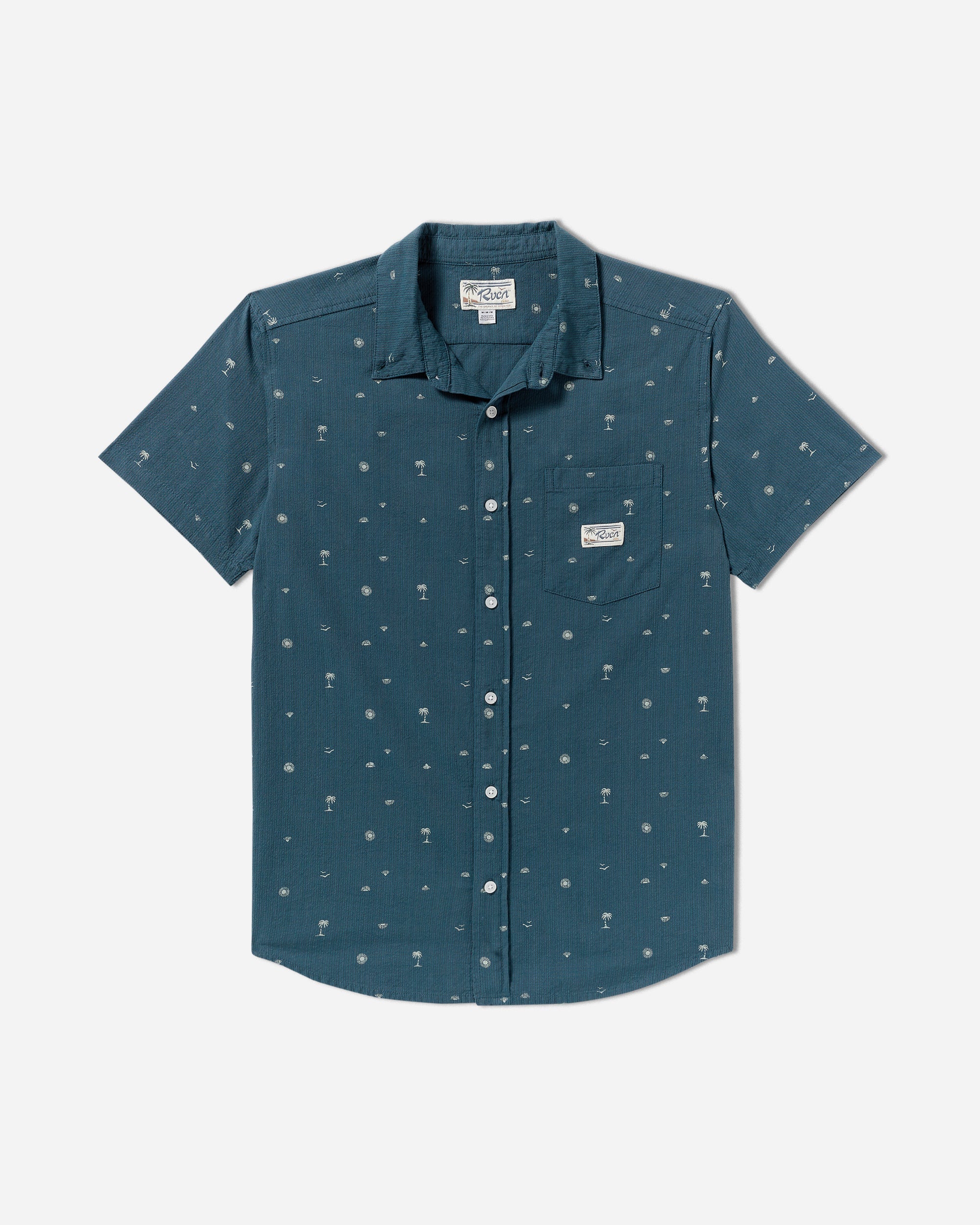 Exotica Seersucker Short Sleeve Shirt - Garage Blue | RVCA for sale