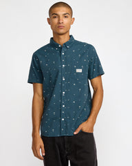 Exotica Seersucker Short Sleeve Shirt - Garage Blue | RVCA for sale
