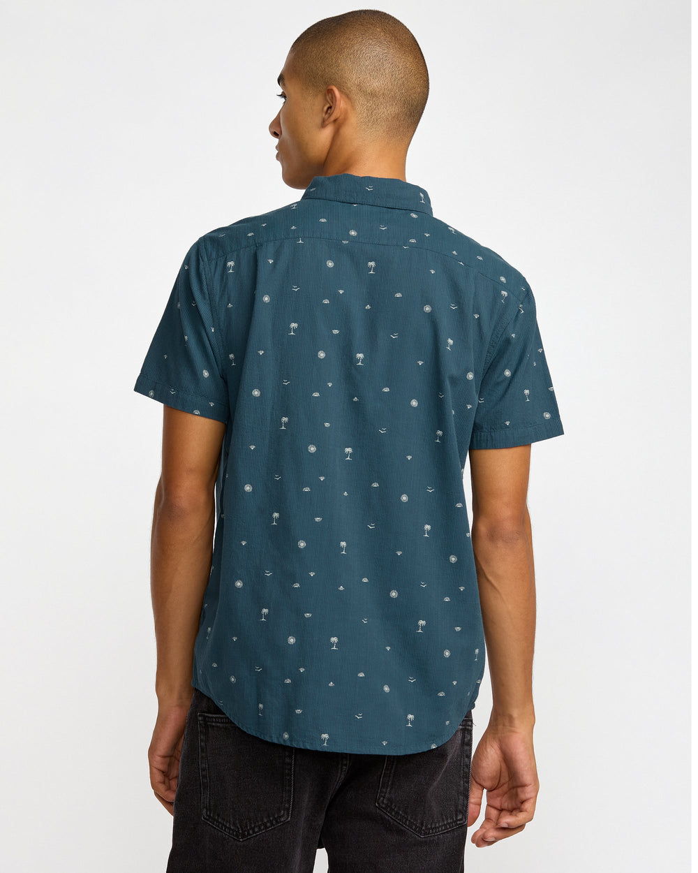 Exotica Seersucker Short Sleeve Shirt - Garage Blue | RVCA for sale