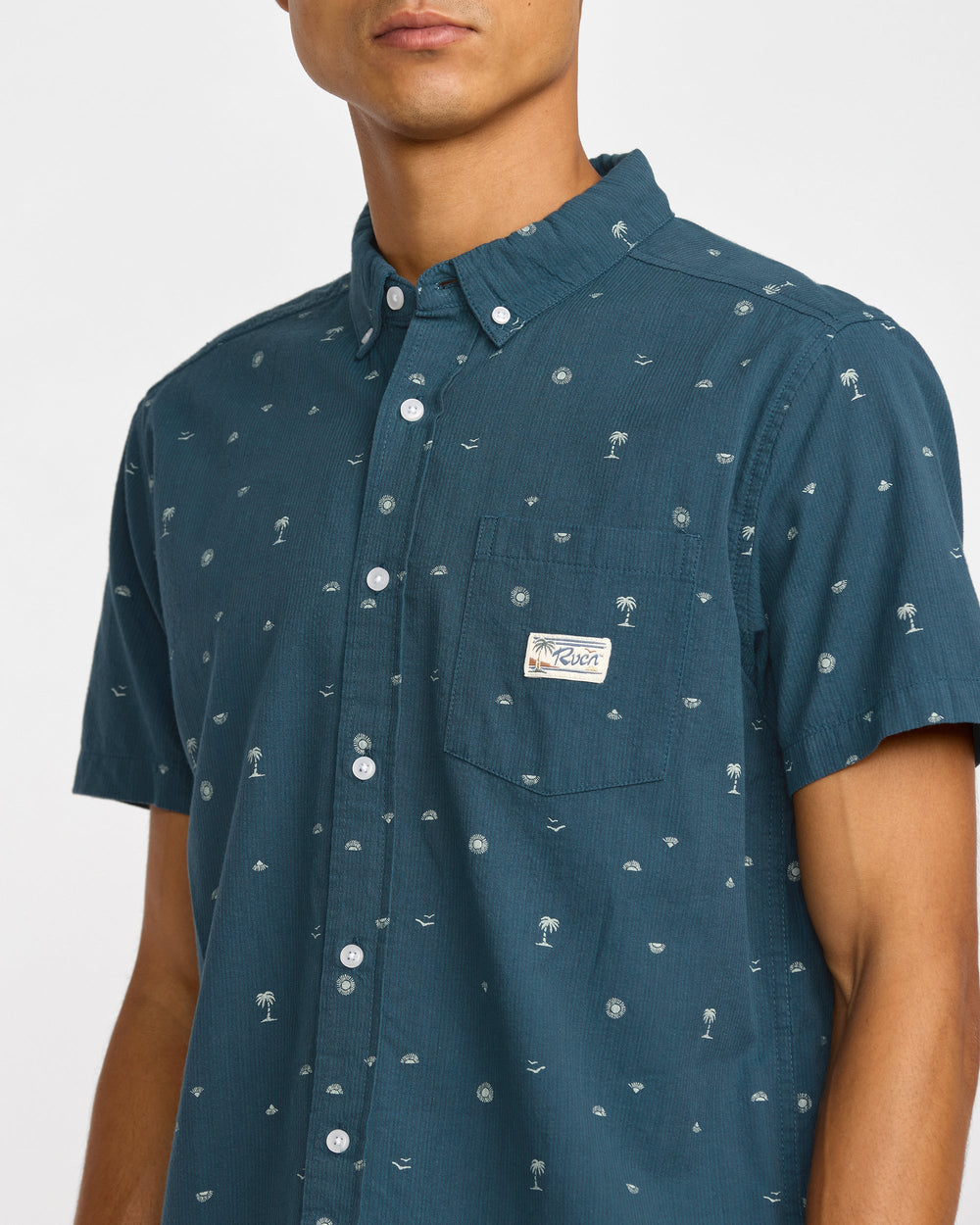 Exotica Seersucker Short Sleeve Shirt - Garage Blue | RVCA for sale