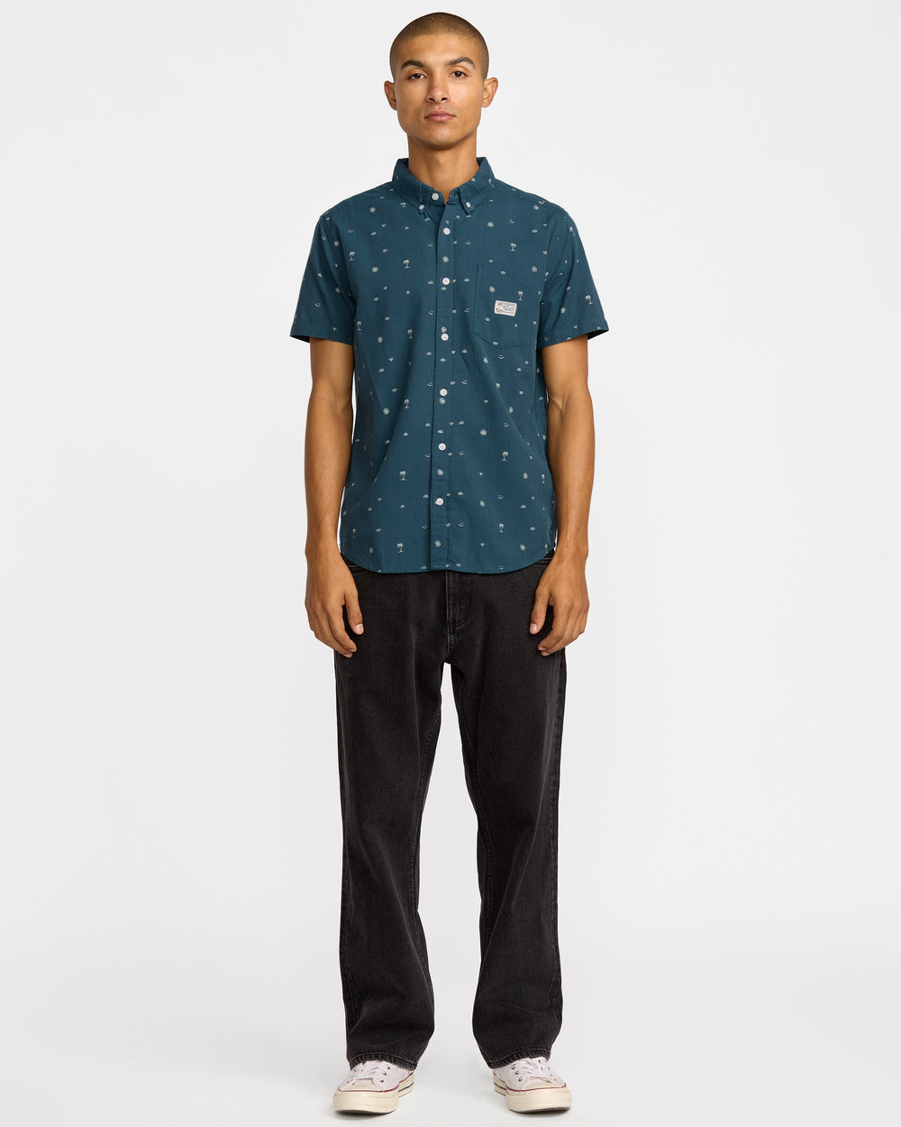 Exotica Seersucker Short Sleeve Shirt - Garage Blue | RVCA for sale