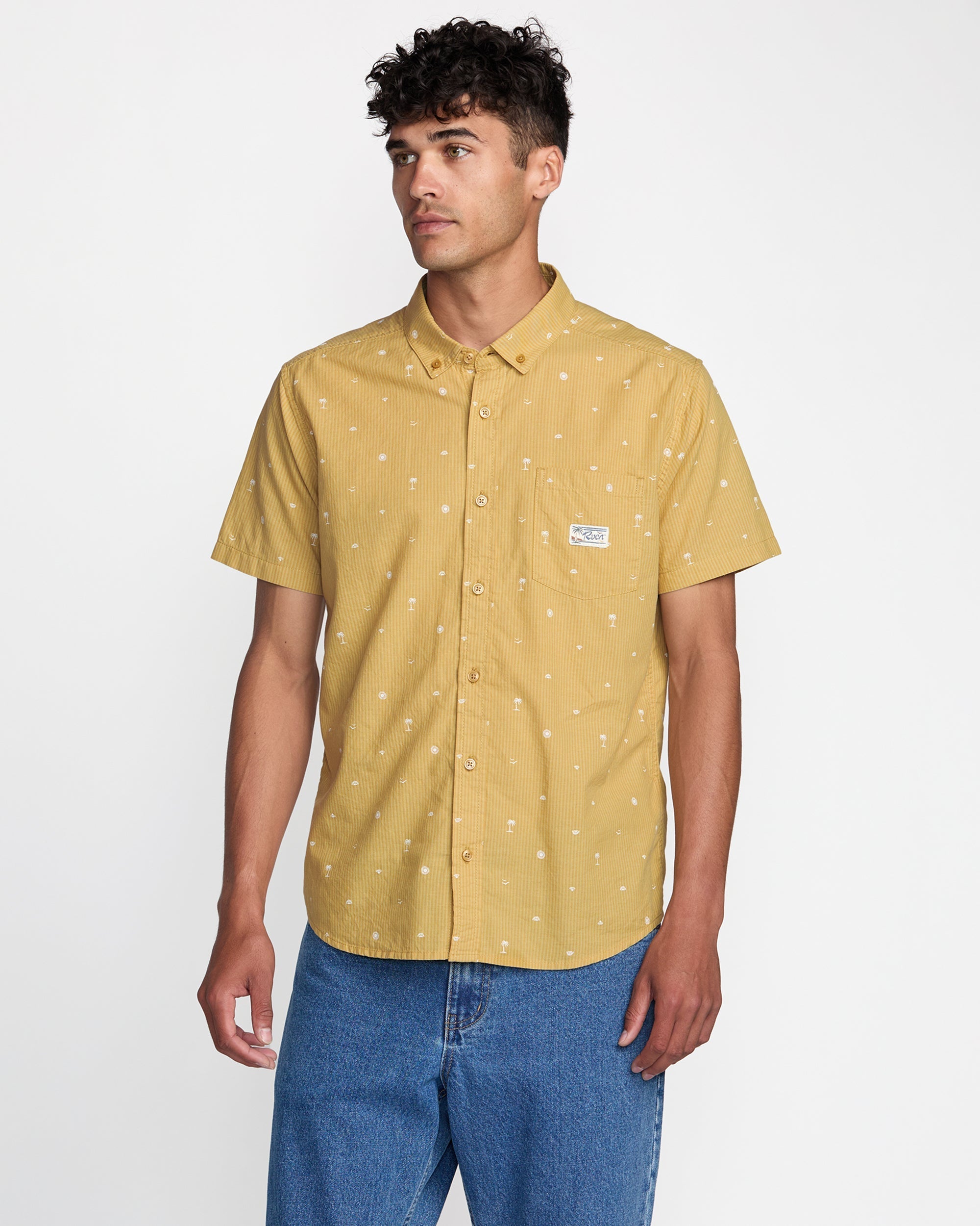 Exotica Seersucker Short Sleeve Shirt - Ochre | RVCA online
