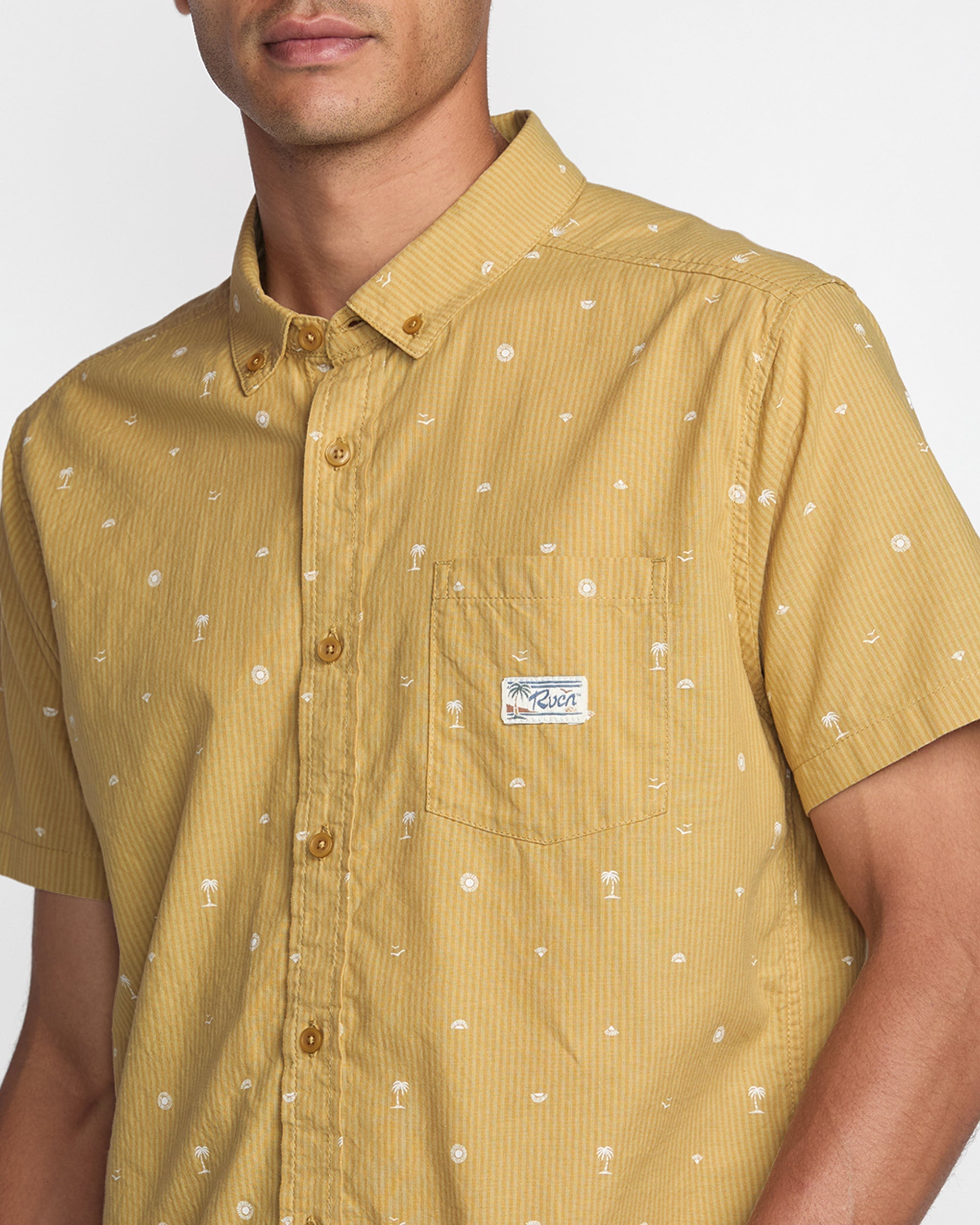 Exotica Seersucker Short Sleeve Shirt - Ochre | RVCA online