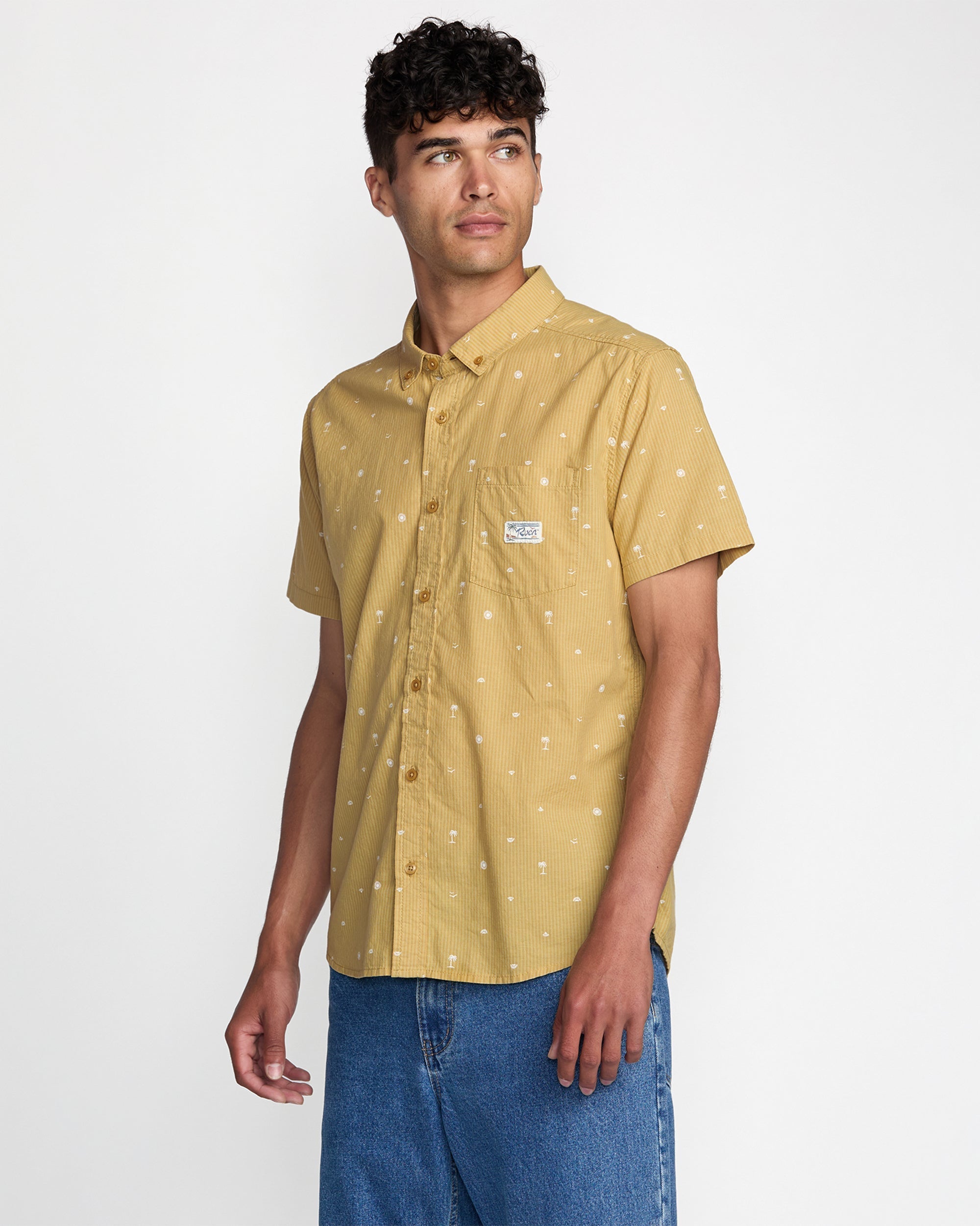 Exotica Seersucker Short Sleeve Shirt - Ochre | RVCA online