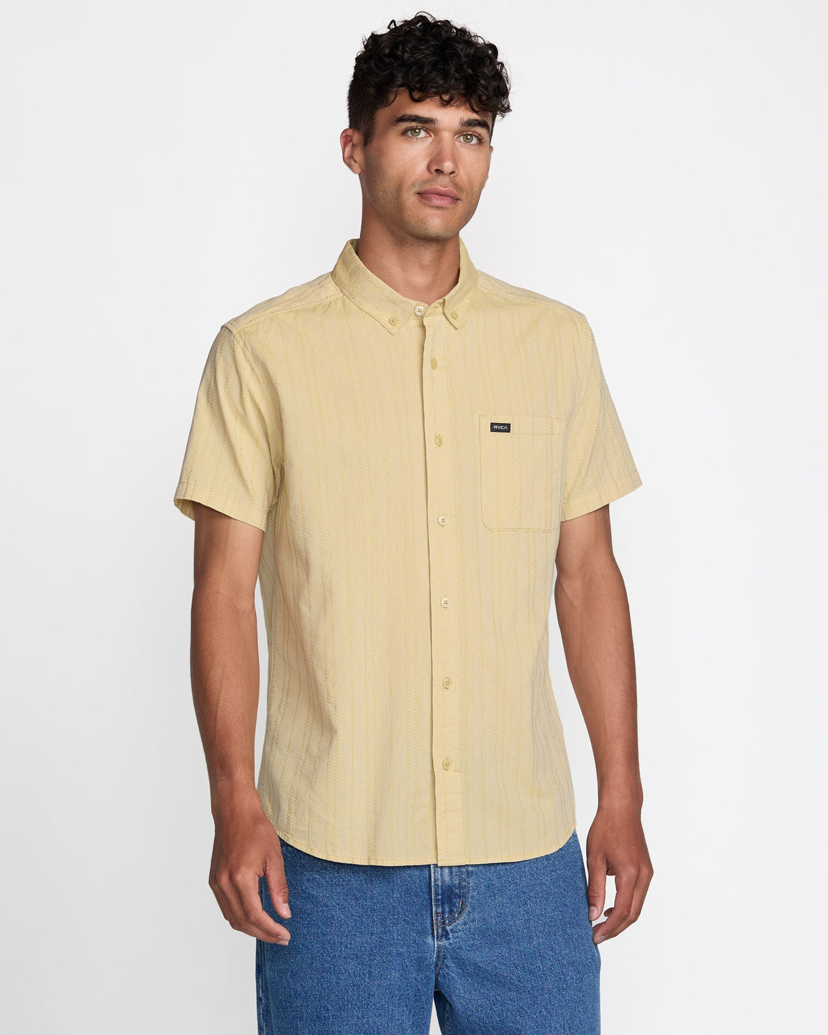 That'll Do Stripe Short Sleeve Shirt - Natural | RVCA for sale