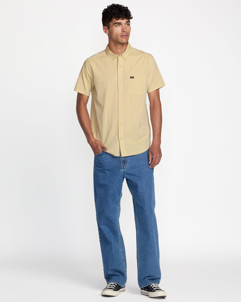 That'll Do Stripe Short Sleeve Shirt - Natural | RVCA for sale