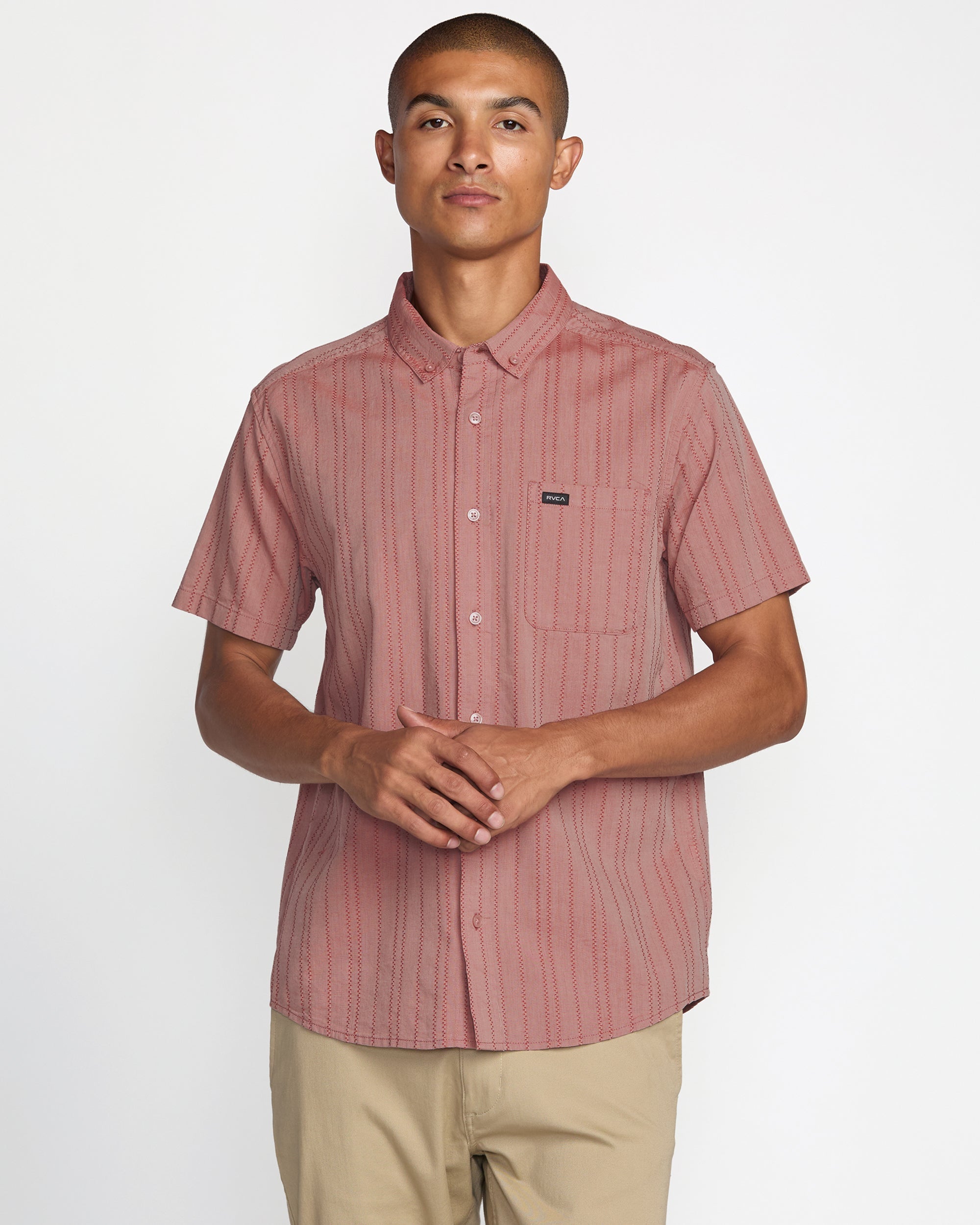 That'll Do Stripe Short Sleeve Shirt - Pale Mauve | RVCA US