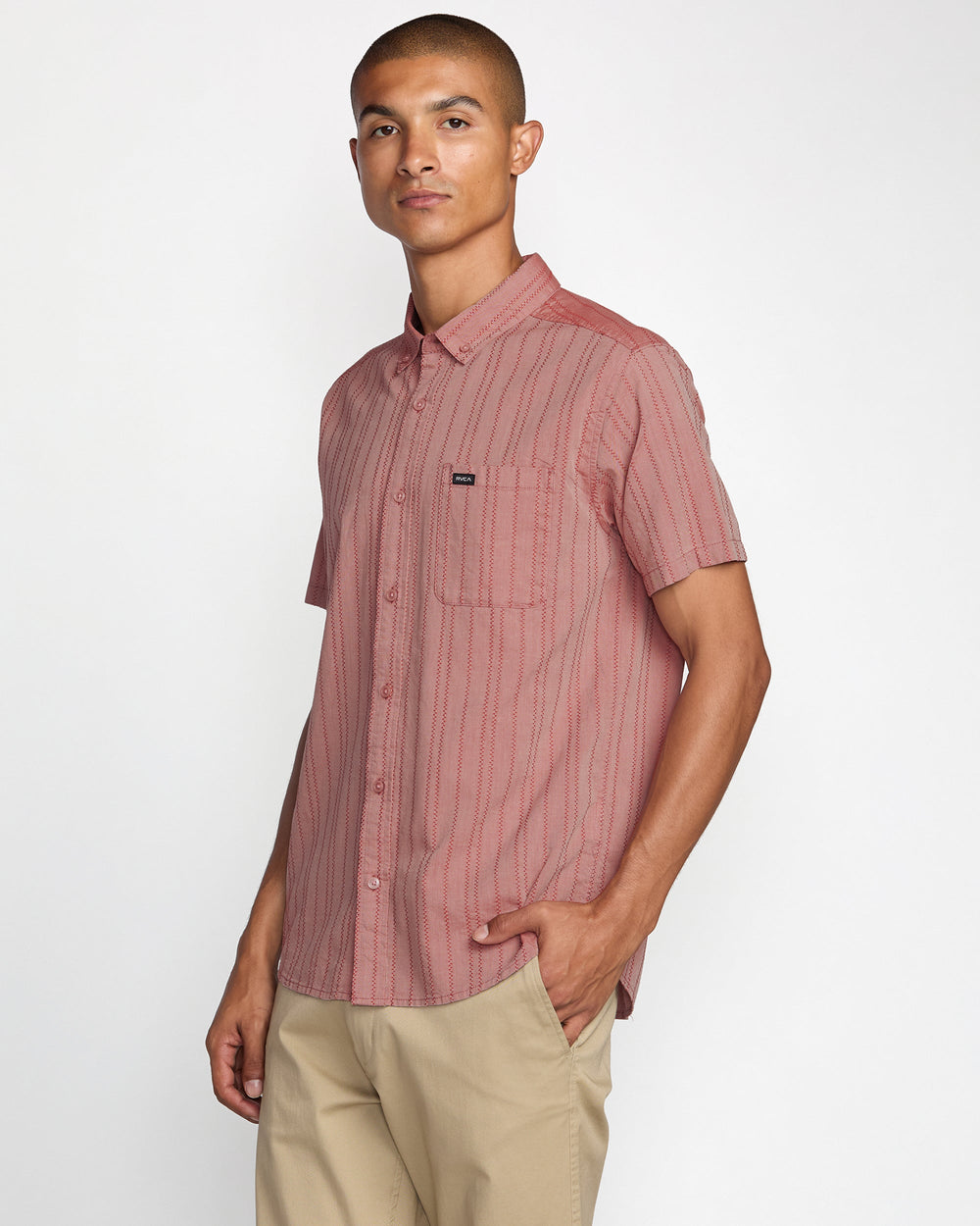 That'll Do Stripe Short Sleeve Shirt - Pale Mauve | RVCA US