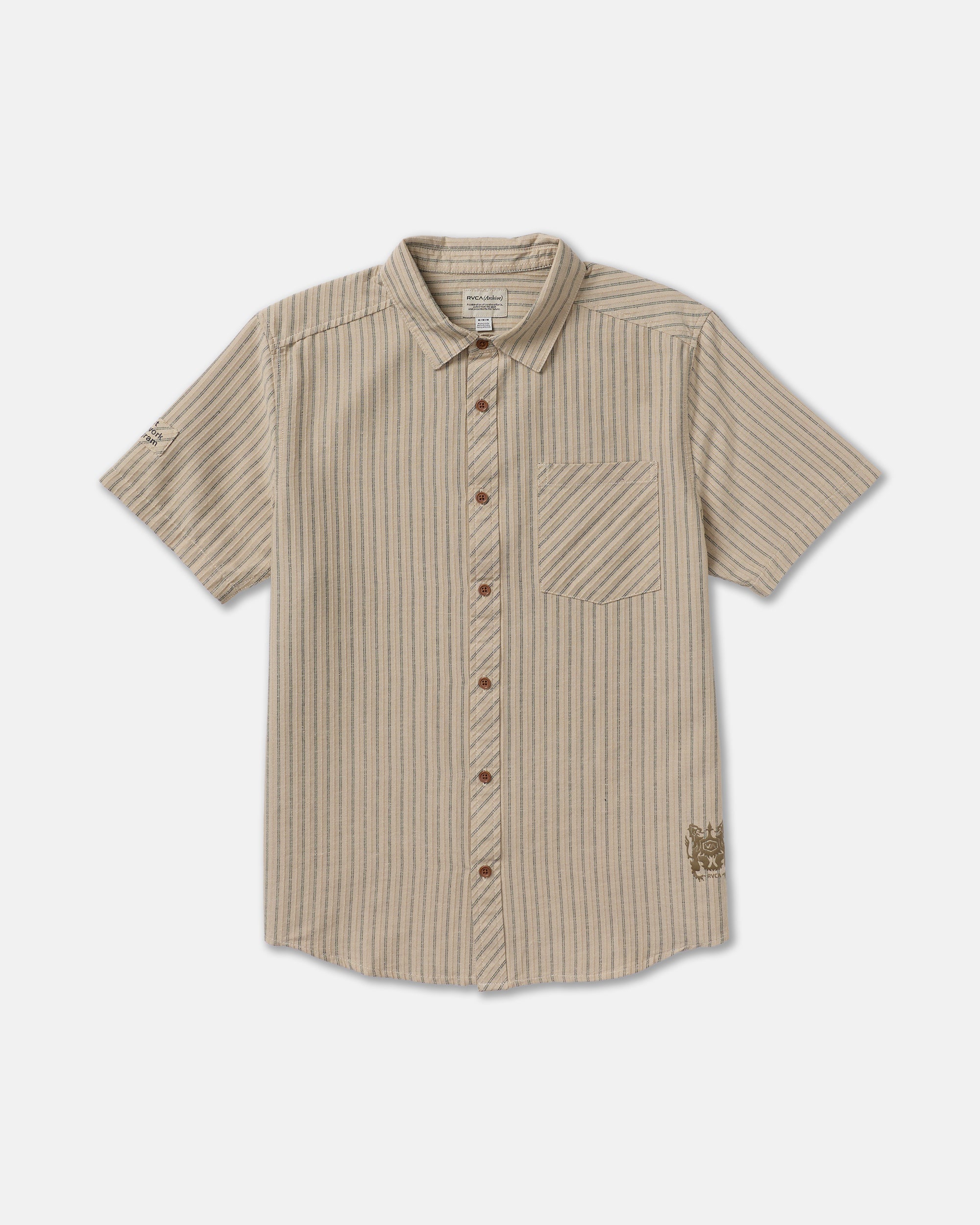 Archive Stripe Short Sleeve Shirt - Light Khaki | RVCA for sale