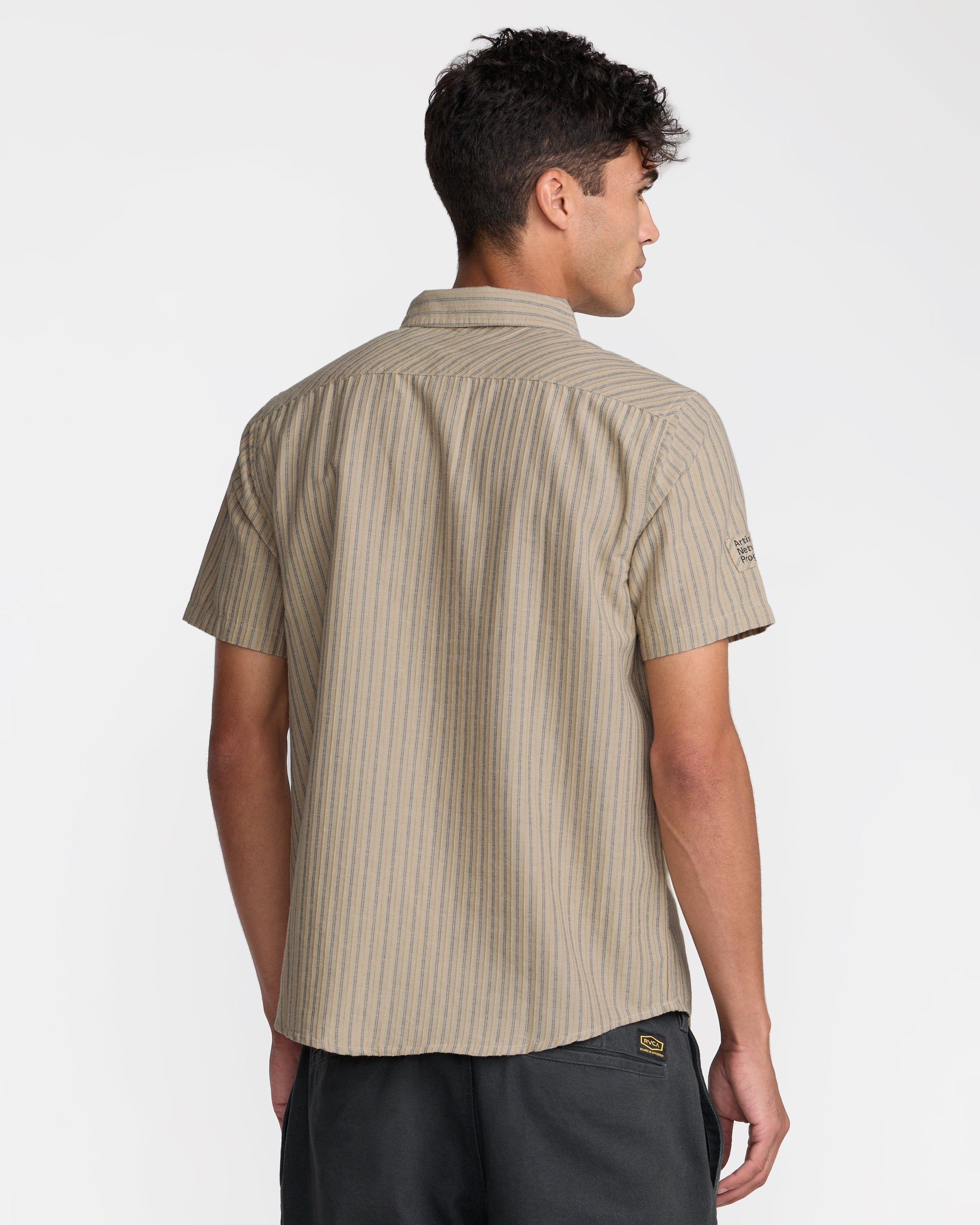 Archive Stripe Short Sleeve Shirt - Light Khaki | RVCA for sale
