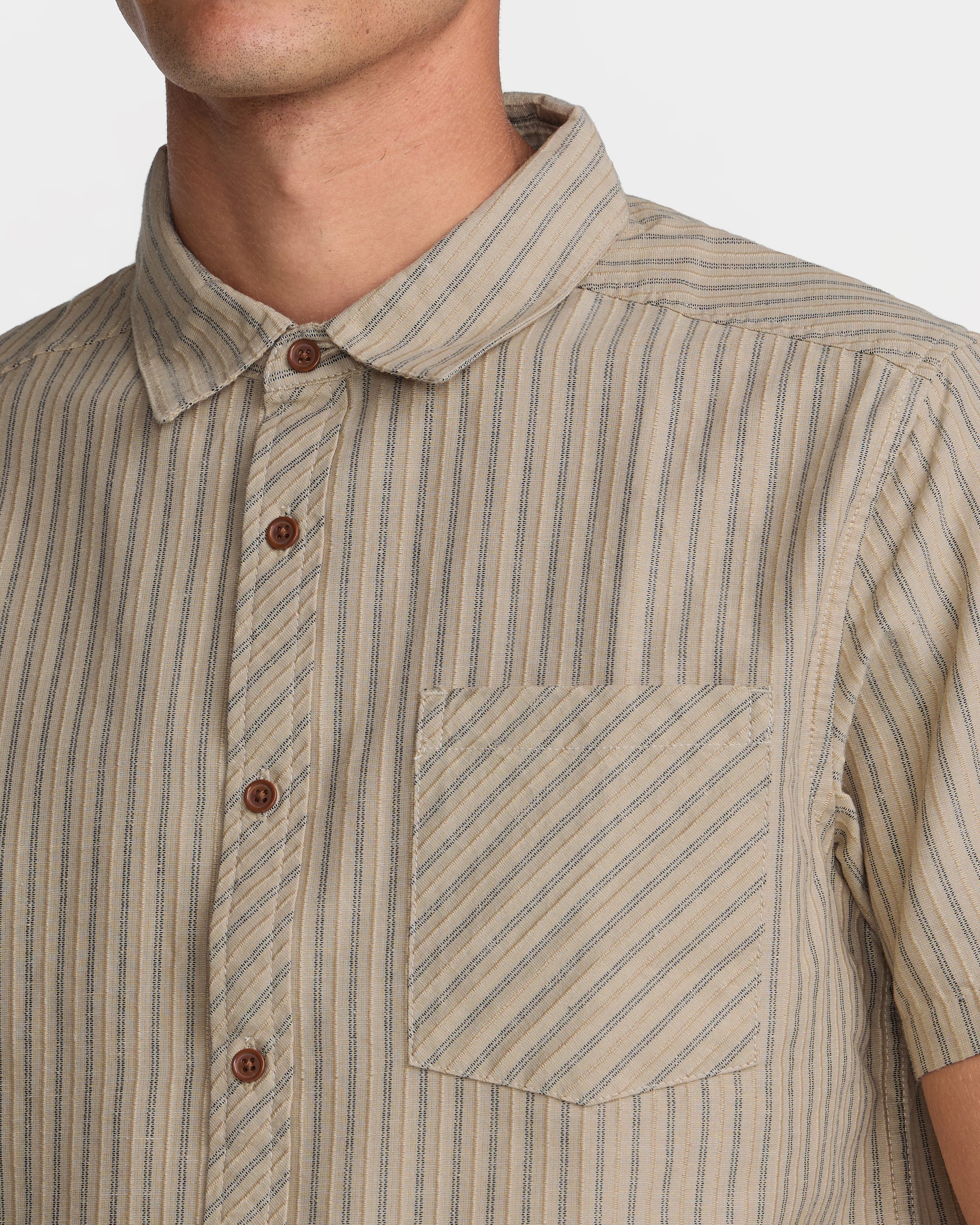 Archive Stripe Short Sleeve Shirt - Light Khaki | RVCA for sale