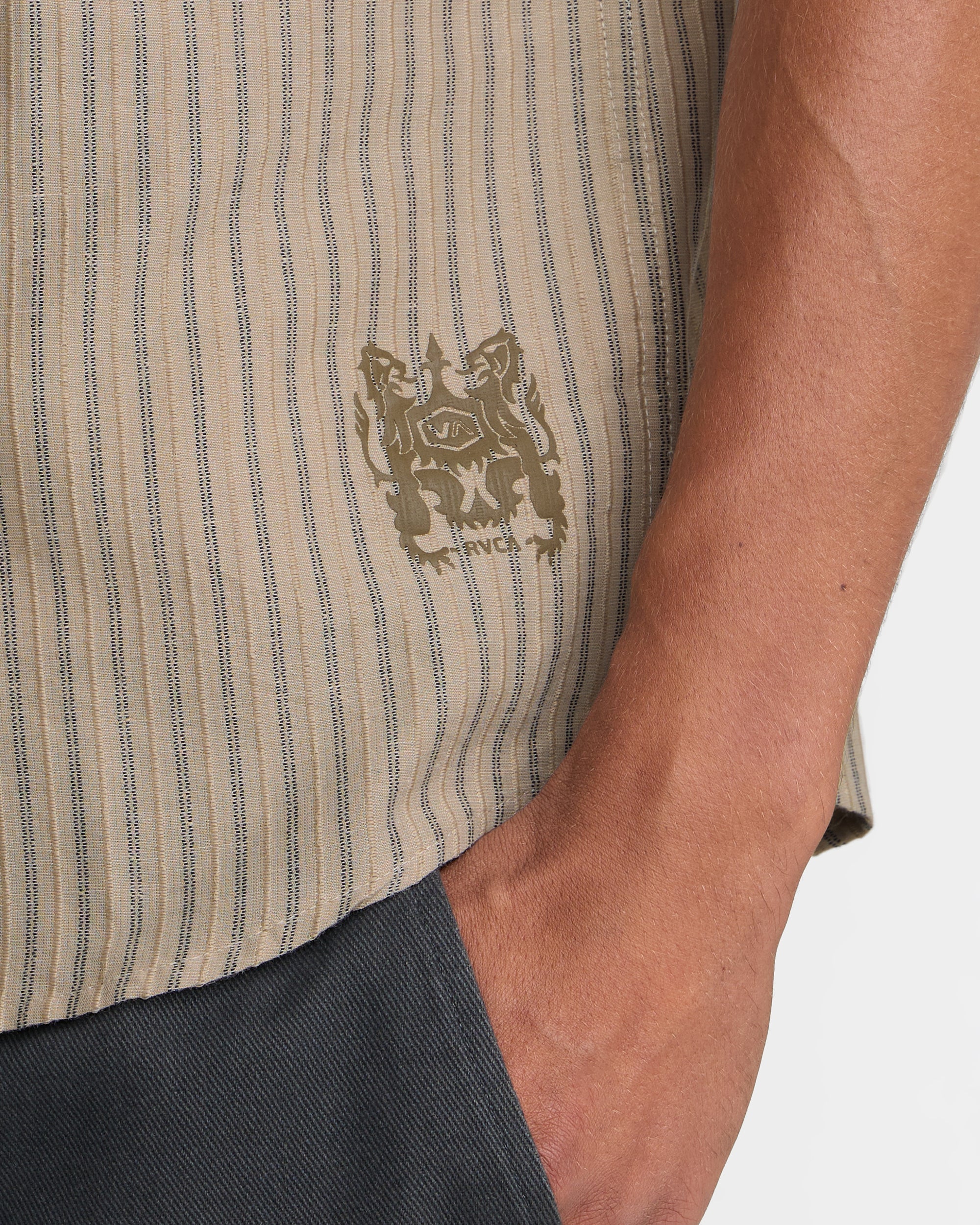 Archive Stripe Short Sleeve Shirt - Light Khaki | RVCA for sale