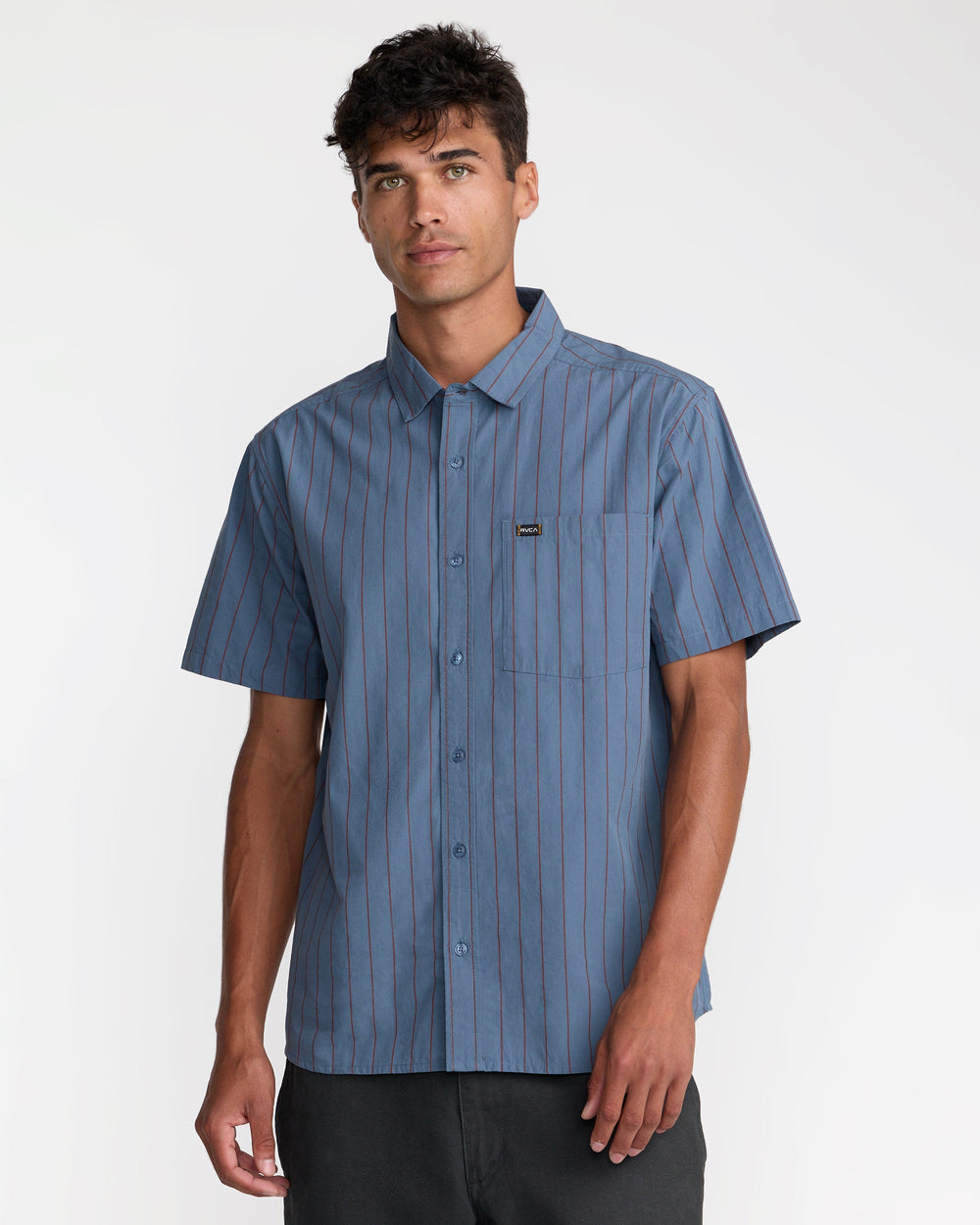 Dayshift Workwear Stripe Short Sleeve Shirt - Vintage Navy | RVCA discount