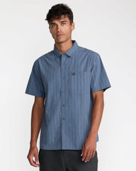 Dayshift Workwear Stripe Short Sleeve Shirt - Vintage Navy | RVCA discount