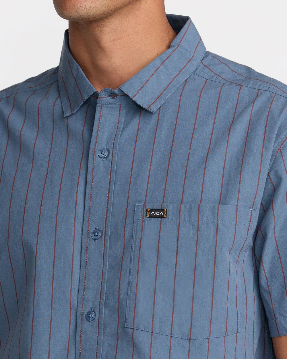 Dayshift Workwear Stripe Short Sleeve Shirt - Vintage Navy | RVCA discount