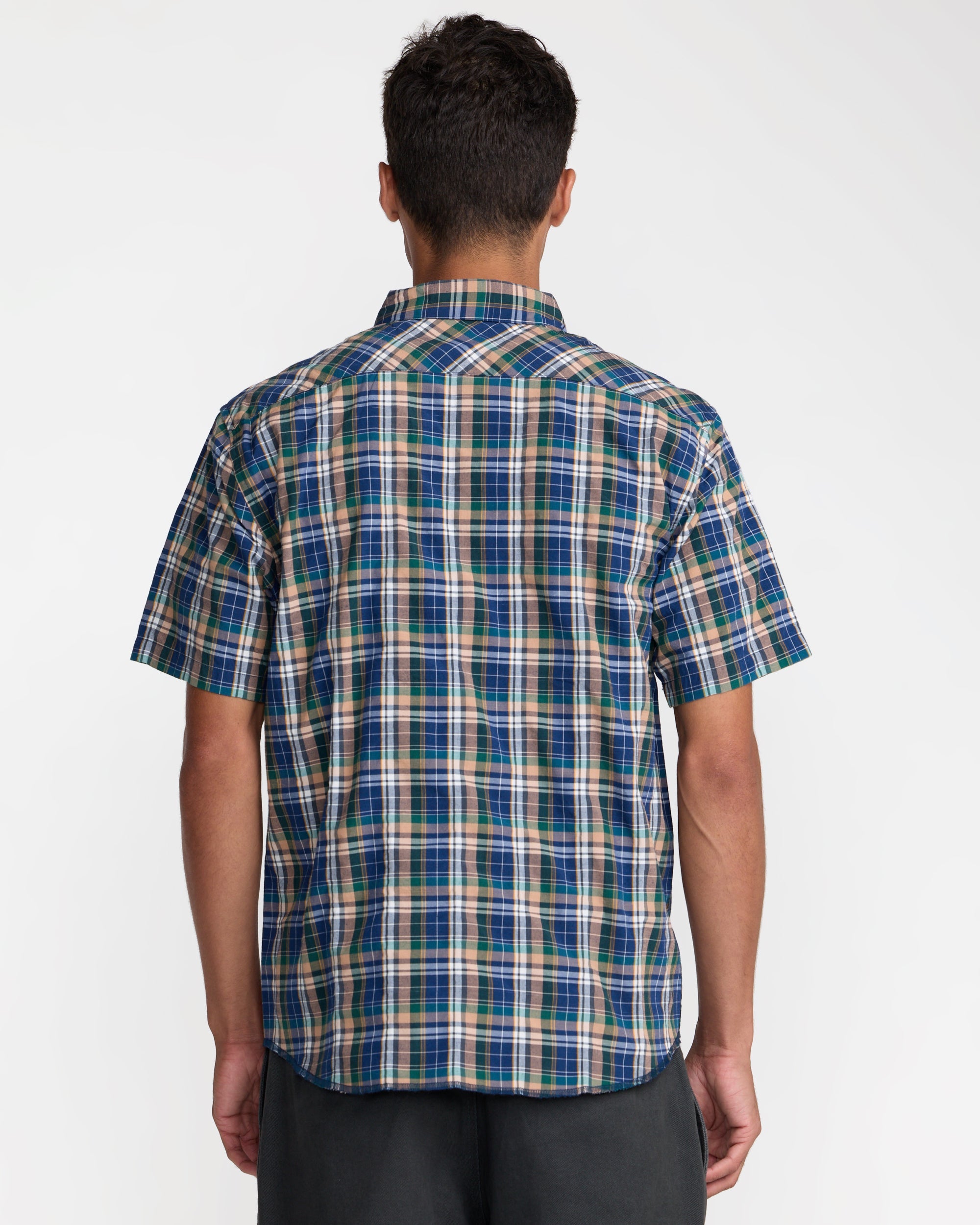 Dayshift Truckin Plaid Short Sleeve Shirt - Dark Denim | RVCA sale