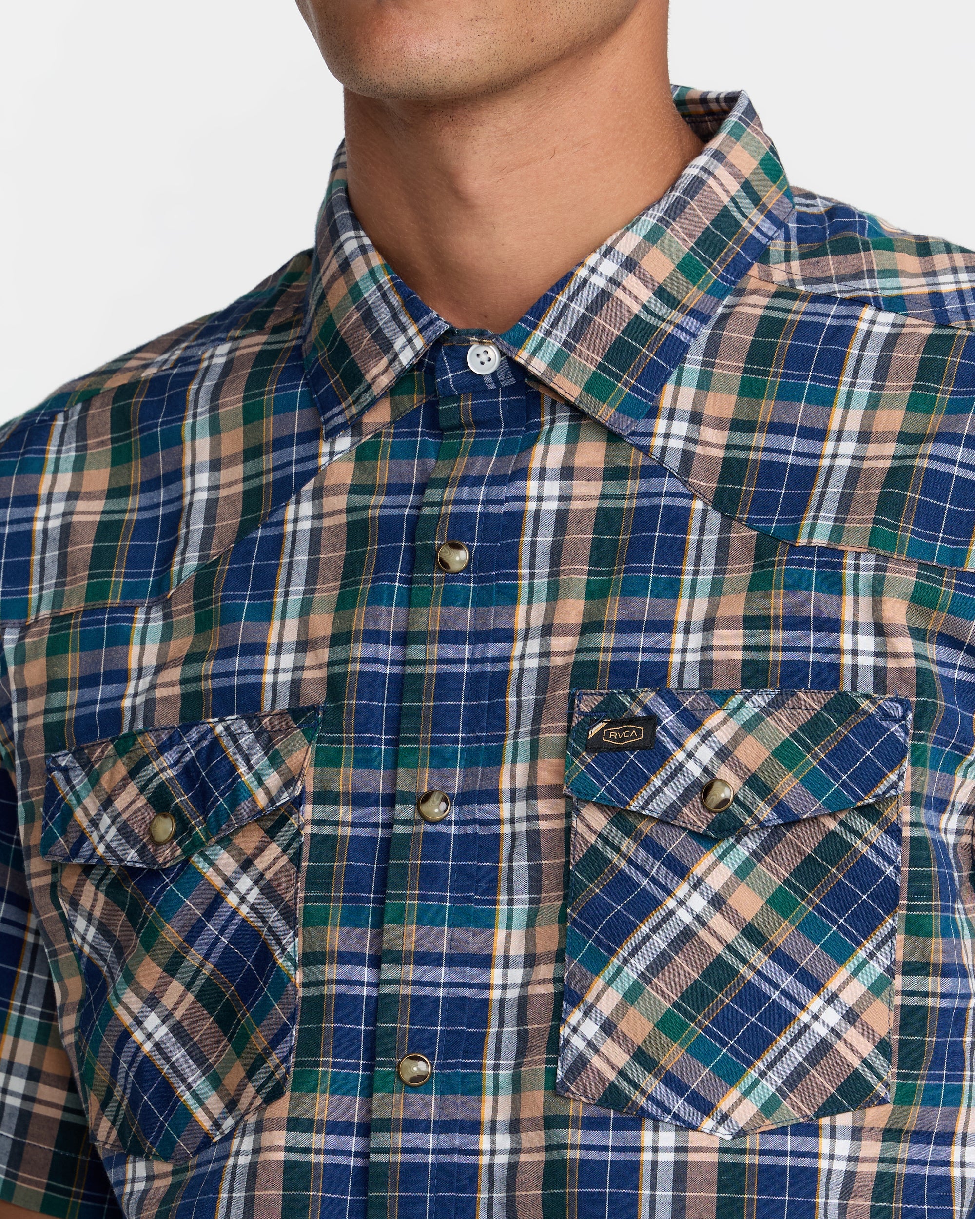 Dayshift Truckin Plaid Short Sleeve Shirt - Dark Denim | RVCA sale