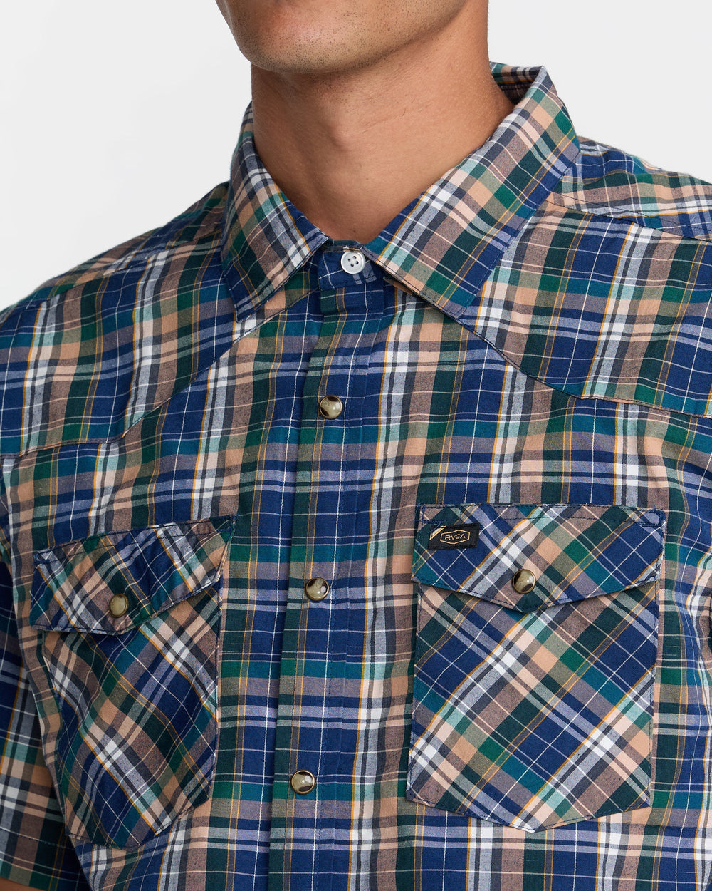 Dayshift Truckin Plaid Short Sleeve Shirt - Dark Denim | RVCA sale