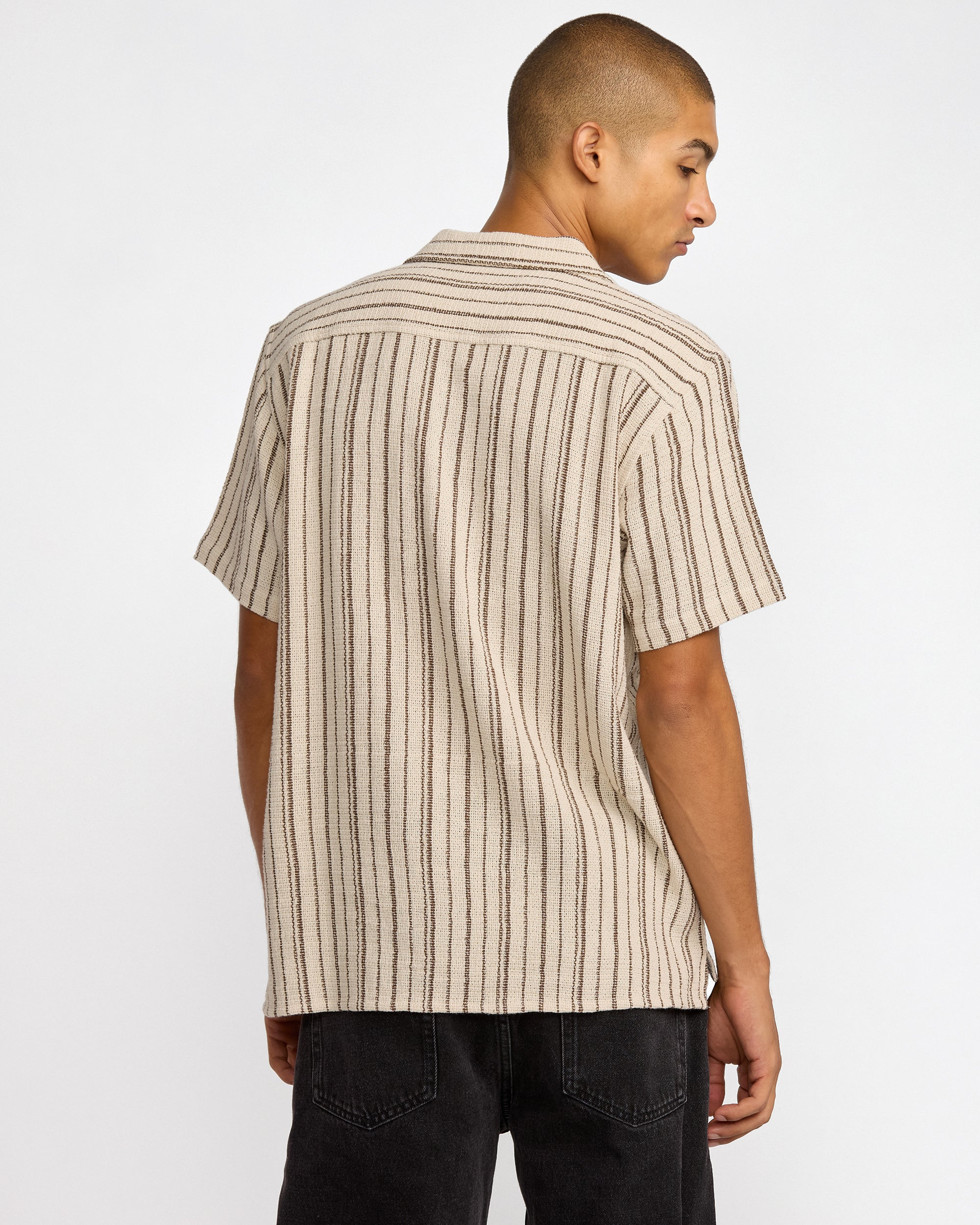 Vacancy Stripe Short Sleeve Shirt - Ceramic | RVCA for sale