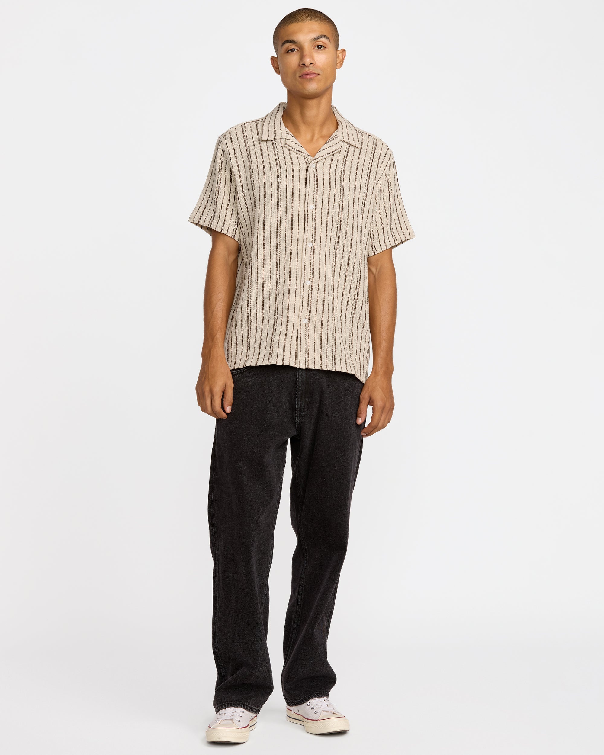 Vacancy Stripe Short Sleeve Shirt - Ceramic | RVCA for sale