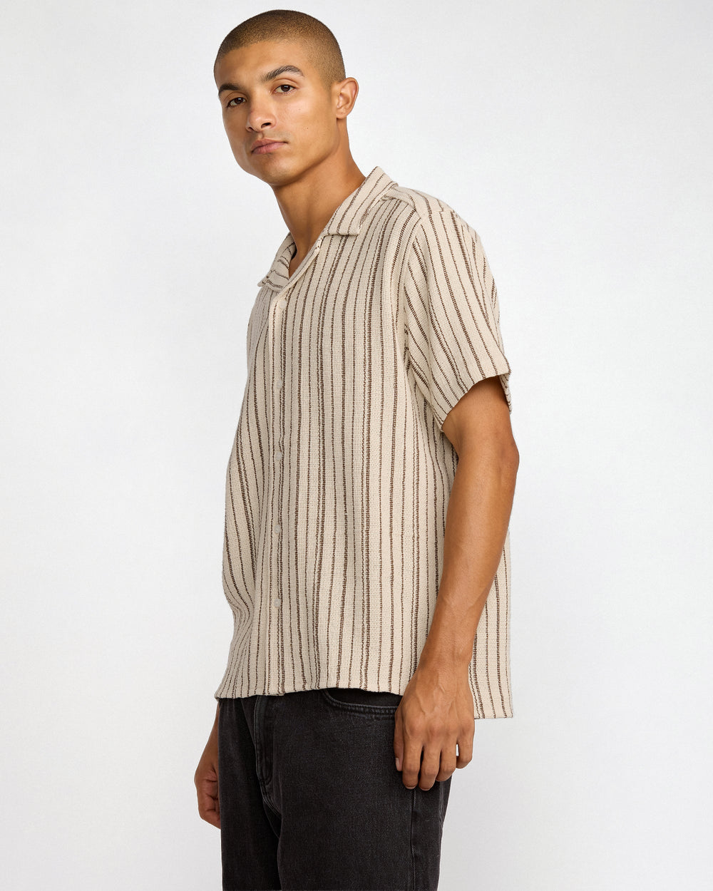 Vacancy Stripe Short Sleeve Shirt - Ceramic | RVCA for sale