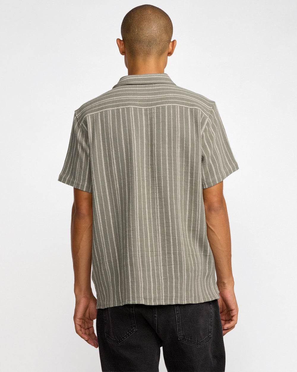 Vacancy Stripe Short Sleeve Shirt - Light Olive | RVCA online