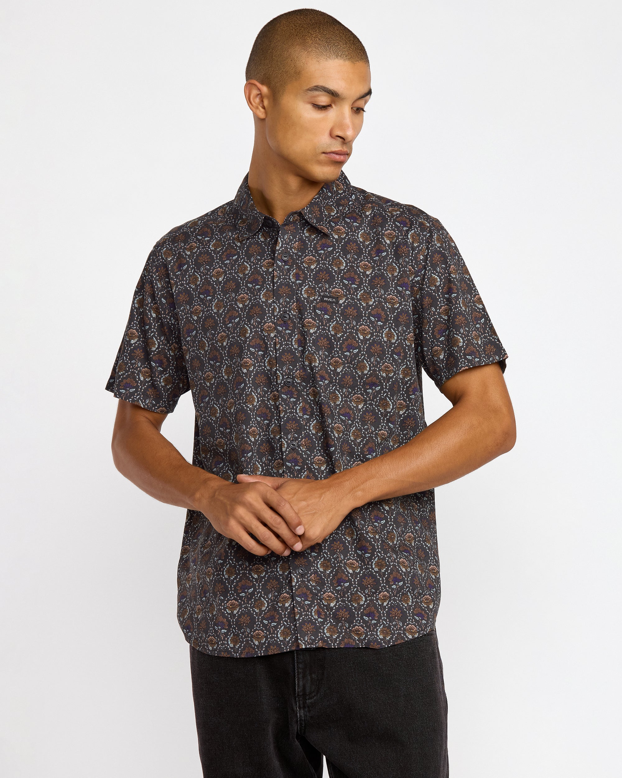Blossom Quilt Short Sleeve Shirt - RVCA Black | RVCA US